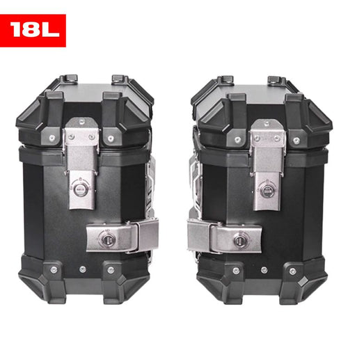 Valises Latérales Aluminium 18L Noir (Paire) - Kit Complet | Moto Trail