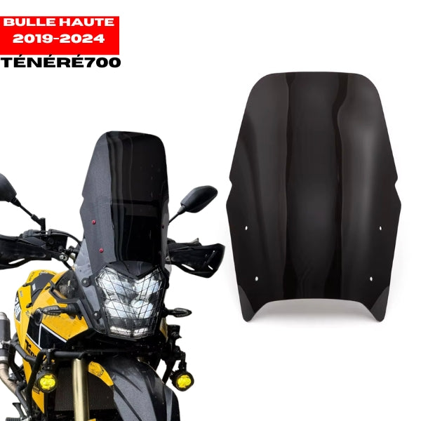 Bulle Haute Ténéré 700 (2019-2024) Yamaha  – Pare-brise Touring Noir Mat / Fumé