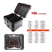 Top Case TC-X Aluminium Design Gaufrée - 45L/55L/65L Moto Universel