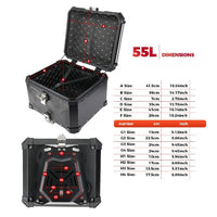 Top Case TC-X Aluminium Design Gaufrée - 45L/55L/65L Moto Universel