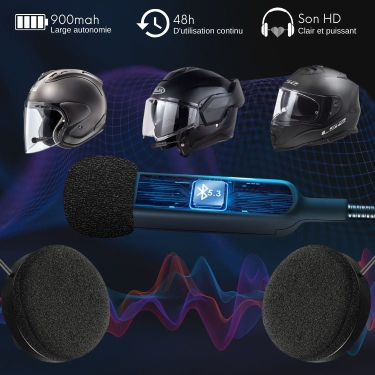 KIT INTERCOM BLUETOOTH HD CASQUE MOTO BT30S