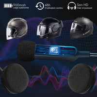 KIT INTERCOM BLUETOOTH HD CASQUE MOTO BT30S