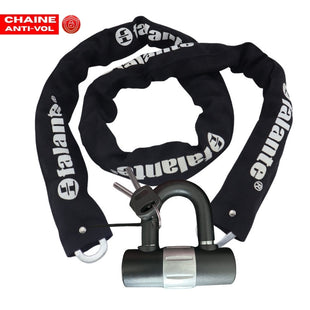 Chaîne Antivol Falante 147cm + Cadenas U - Acier Trempé 8mm Moto