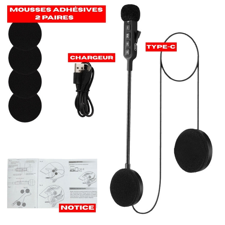 KIT INTERCOM BLUETOOTH HD CASQUE MOTO BT30S