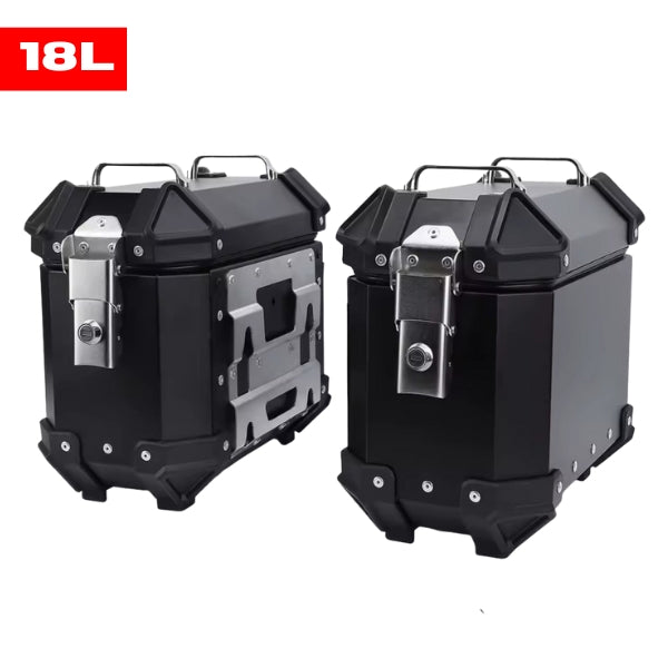 Valises Latérales Aluminium 18L Noir (Paire) - Kit Complet | Moto Trail